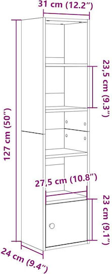 Brown Bookcase 31x24x127cm