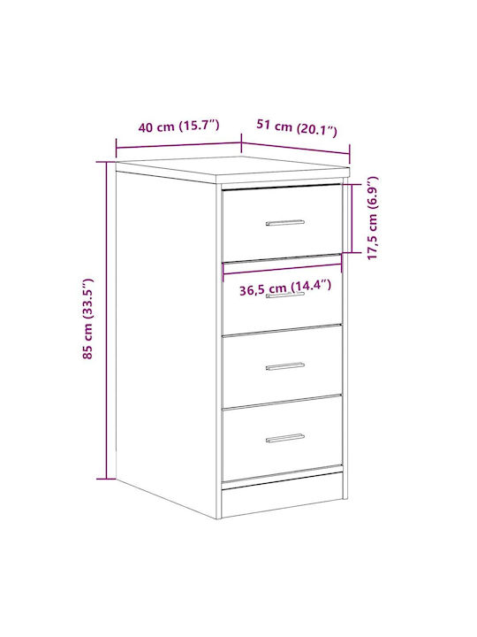 Ντουλάπι Σαλονιού από Μασίφ Ξύλο Καφέ 40x51x85cm