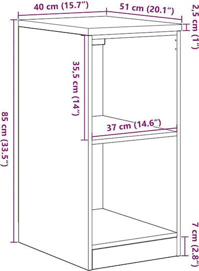 Ντουλάπι Γραφείου από Μασίφ Ξύλο Φυσικό 40x51x85cm