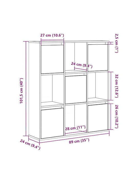Bibliothek Grau Beton 89x24x101,5cm