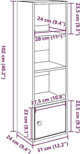 Bücherei Braun 31x24x102cm