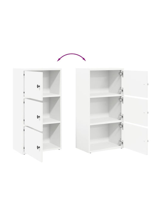 Living Room Display Cabinet Made of White Particle Board 40x24x77cm