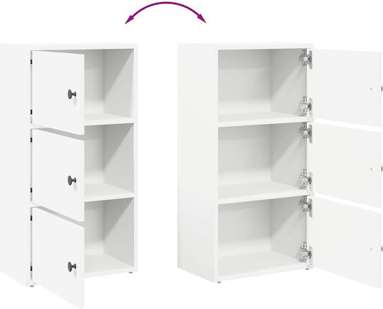 Bodenstehender Wohnzimmerschrank aus Spanplatte Weiß 40x24x77cm