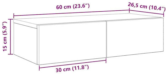 Grey Sonoma Wall Shelf 60x26.5x15 cm