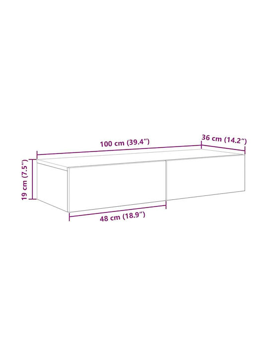 Grey Sonoma Wall Shelf 100x36x19cm