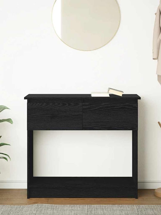 Wooden Console Table Black Velvet-Black Metal L85.5xW38.5xH74.5cm