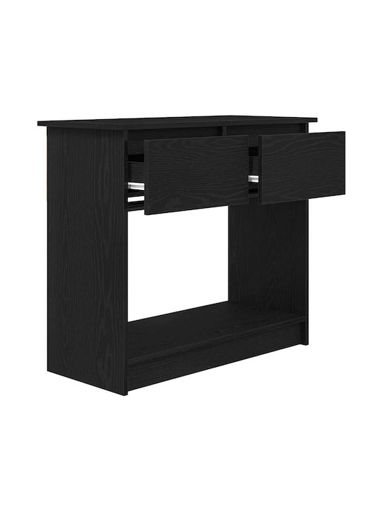 Wooden Console Table Black Velvet-Black Metal L85.5xW38.5xH74.5cm