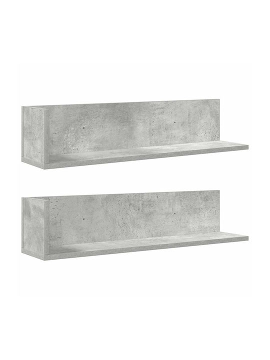 Vidaxl Wall Shelves 2 pcs Concrete Gray 75x16.5x16.5cm Engineered Wood Gray