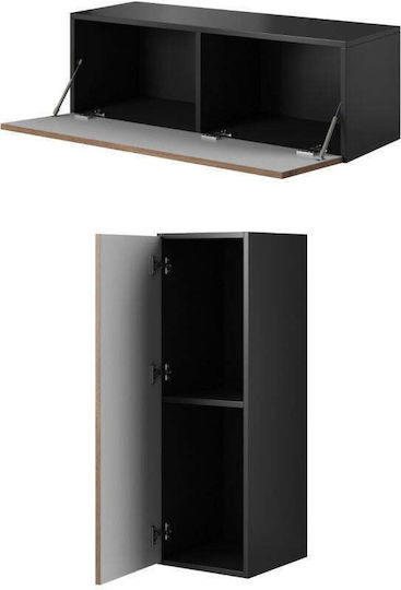Roco RO1 Wall Living Room Cabinet from Particle Board with Lighting Oak
