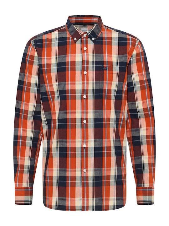 Long Sleeve Shirt in Regular Fit Orange Checked