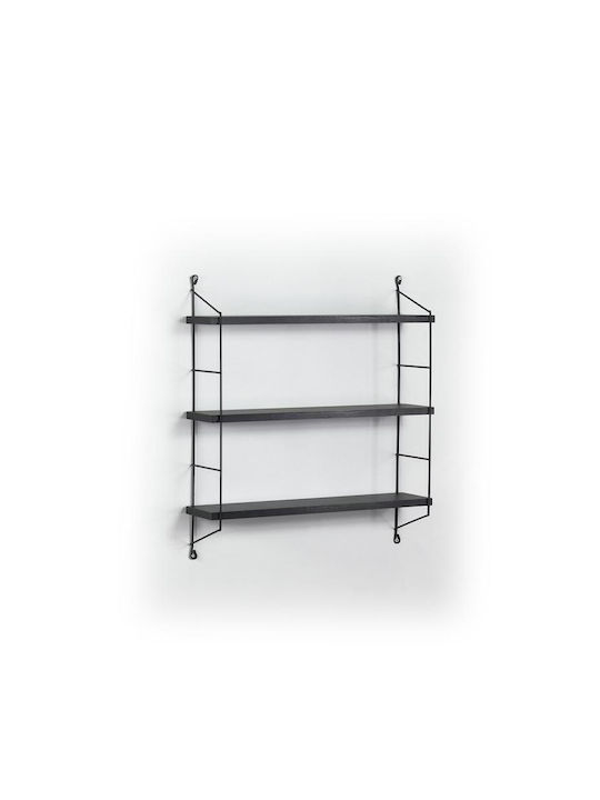 Shelf Wall Elmira Black Velvet-Black Metal 67x15x56cm