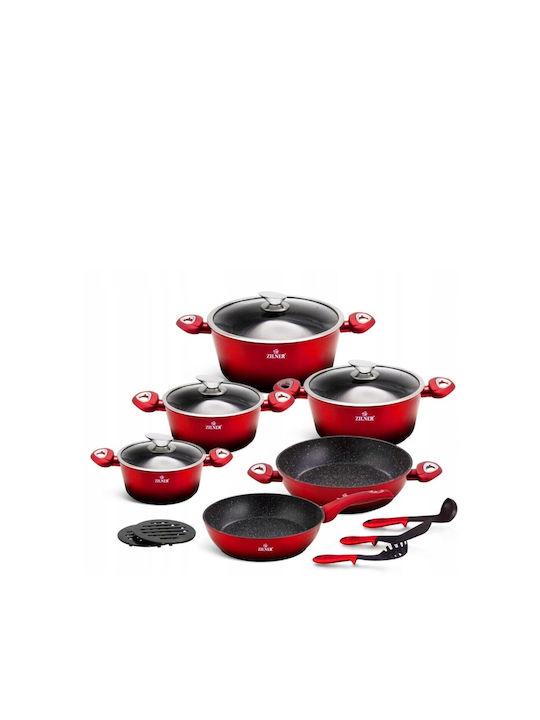 Zilner Cookware Set of Cast Aluminum with Non-stick Coating 15pcs