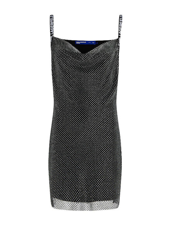 Summer Mini Evening Drape Dress Silver-Black