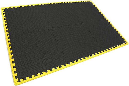 Eva Foam Floor Protection Tiles Puzzle Type 6 Pieces Non-slip Black and Yellow Floor 61x61cm Hbm Machines