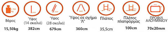 Διπλή Σκάλα Αλουμινίου 2x14