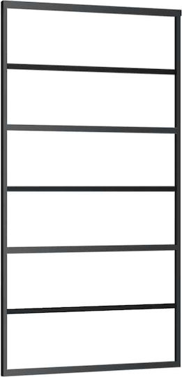 Schiebetürbeschlag-Set Schwarz 102x205 cm ESG-Glas Schwarz 3375929