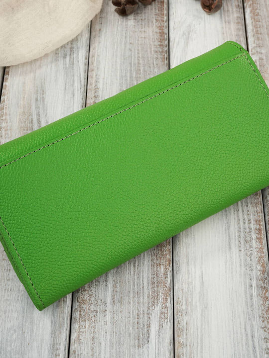 Large Leather Women's Wallet Classic with RFID Green