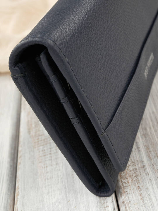 Μεγάλο Δερμάτινο Γυναικείο Πορτοφόλι με RFID Navy Μπλε