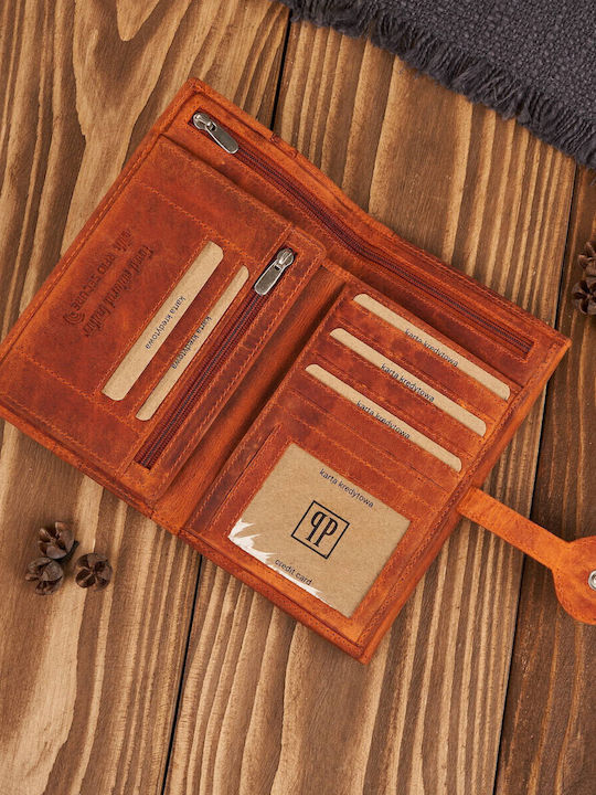 Large Leather Women's Wallet Classic with RFID Orange