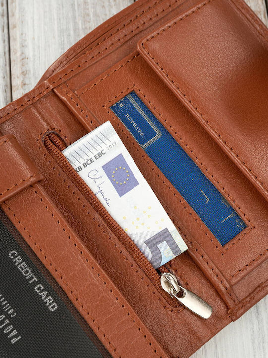 Small Leather Women's Wallet Classic with RFID Tabac Brown
