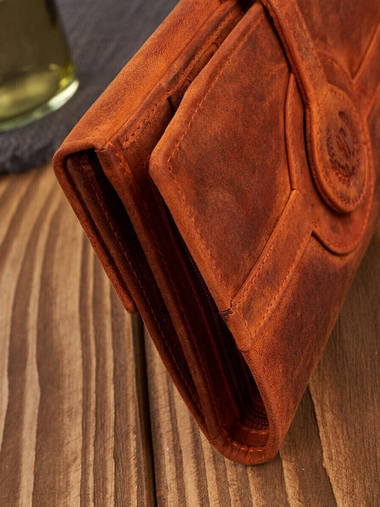 Large Leather Women's Wallet Classic with RFID Orange