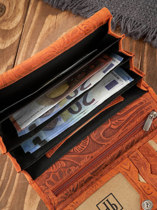 Large Leather Women's Wallet with RFID Orange
