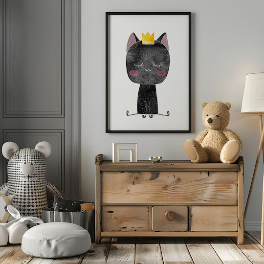 Παιδικό Πόστερ Little Queen Cat Kd548 21cm X 30cm Λευκό Κάδρο Pvc 18x24