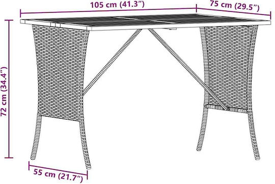 Masă Exterior Bej 105x75x72cm