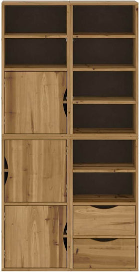 Μπουφές από Μασίφ Ξύλο με Συρτάρια Καφέ 40x24x79cm