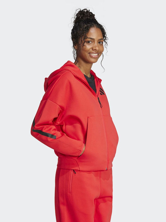 Z.N.E. Women's Sweatshirt Jacket Hooded Red