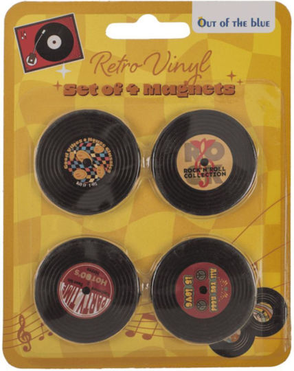 Μαγνητάκια Δισκάκια Retro Vinyls Σετ 4 Τεμ