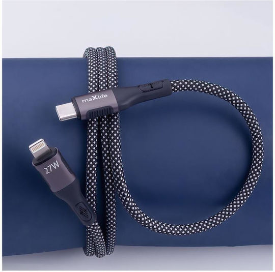 Maxlife Μαγνητικό USB-C to Lightning Cable 27W Μαύρο 1m