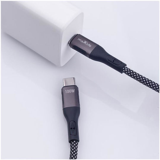 Maxlife Cablu Magnetic USB 2.0 USB-C Tată - USB-C 100W PD Negru 1m