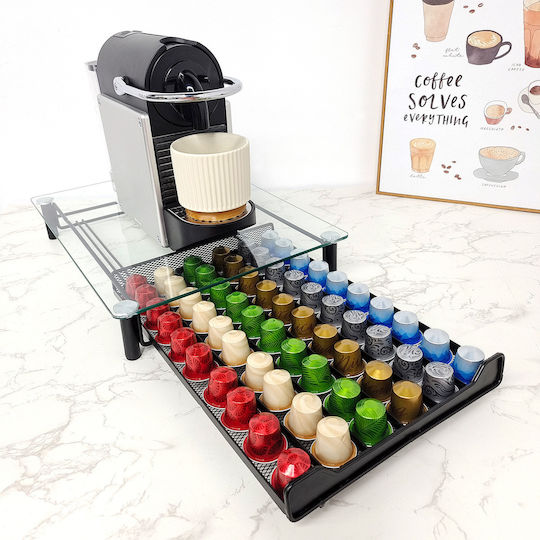 Xirui Glas-Aufbewahrungsschublade für 60 Nespresso-Kapseln 31x41x6,8cm Xirui Glas-Aufbewahrungsschublade für 60 Nespresso-Kapseln 31x41x6,8cm