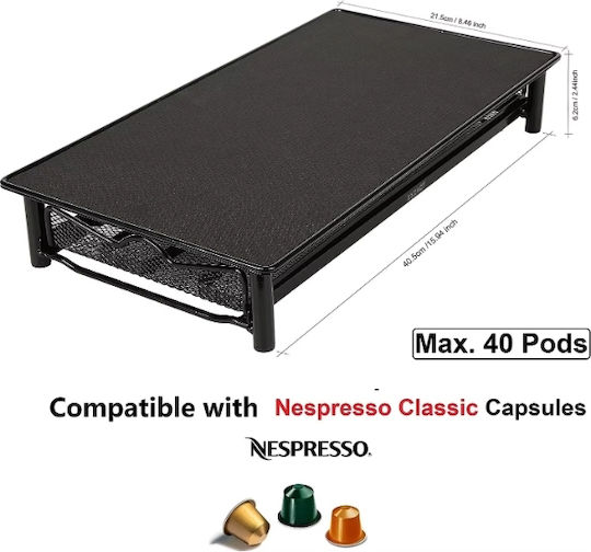 Sertar de stocare din sticlă Xirui pentru 40 de capsule Nespresso 40x21x3cm