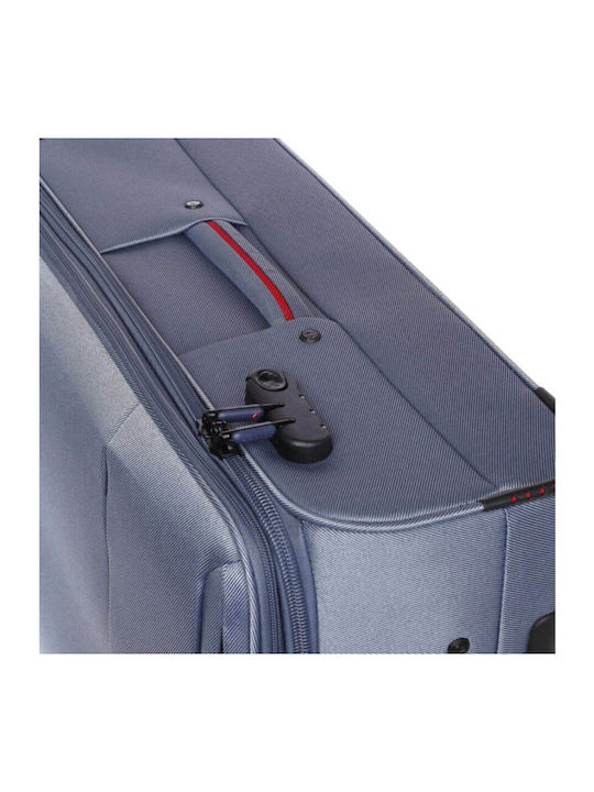 Diplomat Large The Athens Collection Fabric Suitcase Blue with 4 Wheels Height 78cm