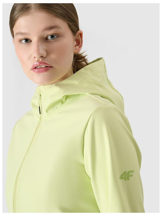 Women's Short Sports Softshell Jacket Waterproof and Windproof for Winter Green