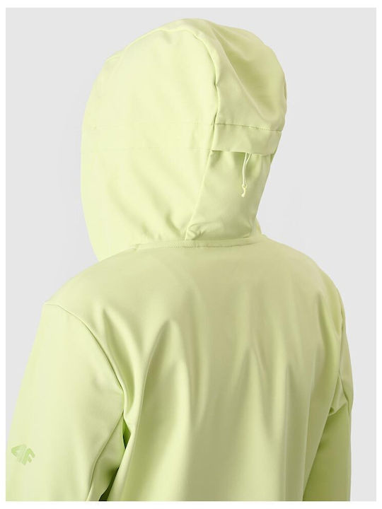 Women's Short Sports Softshell Jacket Waterproof and Windproof for Winter Green