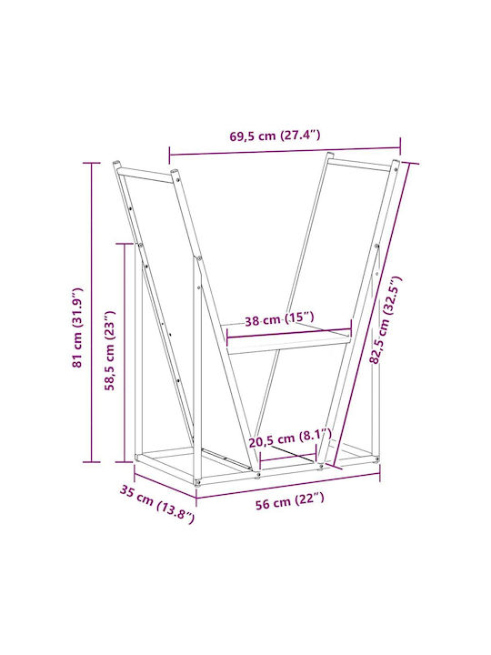 vidaXL Lemn Raft Depozitare lemne 69.5x35x81cm Verde