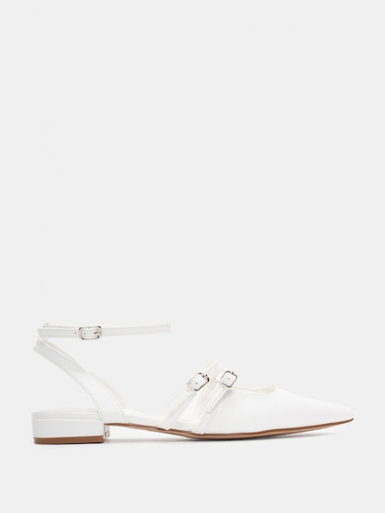 Luigi White Heels with Strap