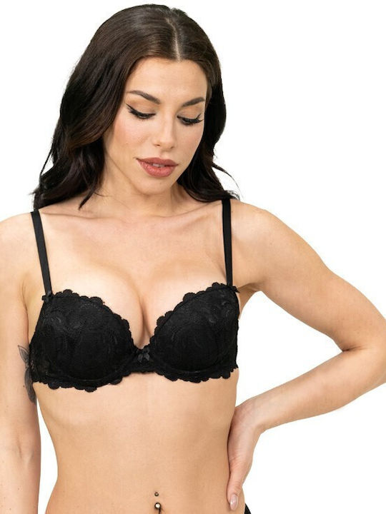 Miss Rosy Underwear Set with Bra & Brazil Black