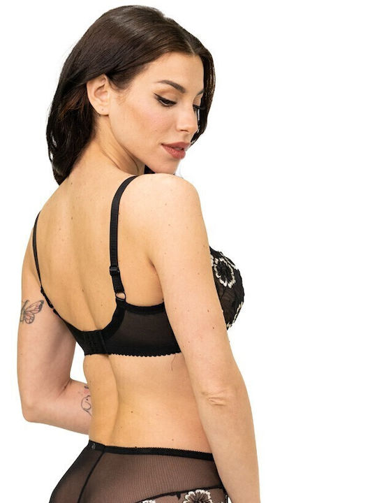 Miss Rosy Δαντελένιο Σετ Εσωρούχων Σουτιέν με Boxer Μαύρο