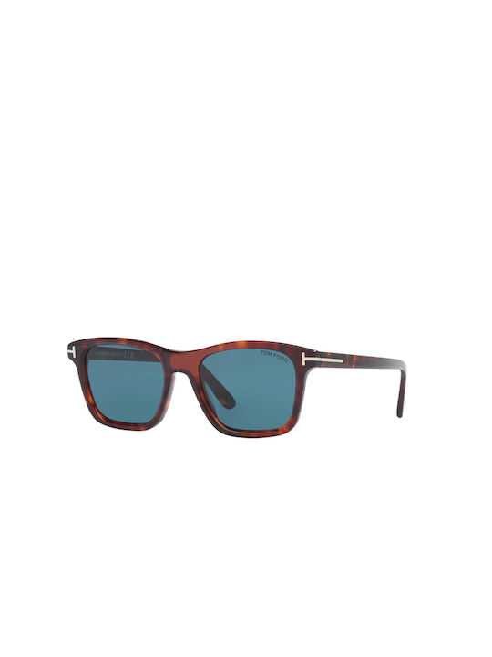 Tom Ford Men's Sunglasses with Brown Tartaruga Plastic Frame and Blue Lens FT1179 54V