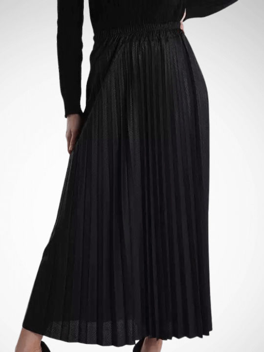 Collection Leather Pleated Maxi Skirt Black