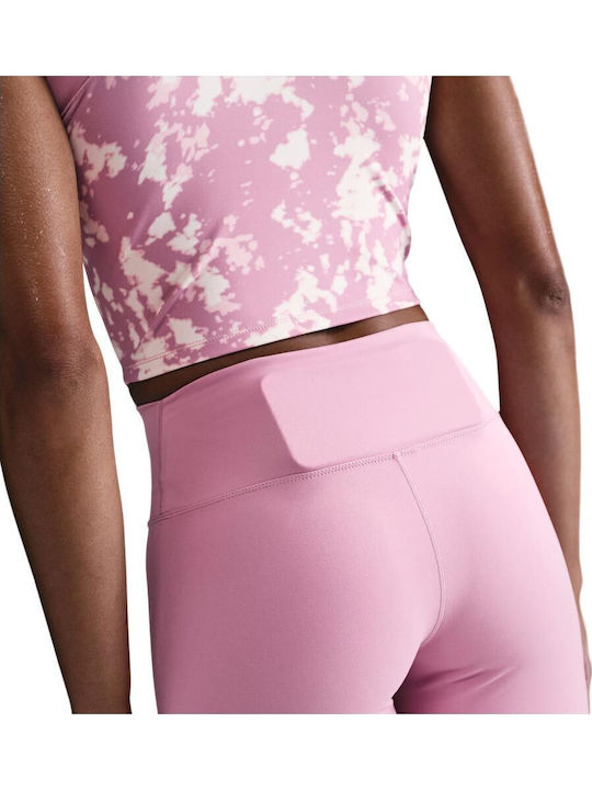 Dri-Fit One Training Γυναικείο Cropped Κολάν Ψηλόμεσο Ροζ