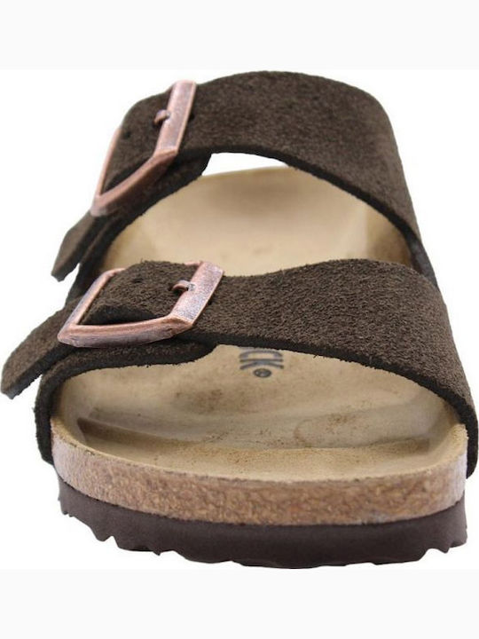 Arizona Leder Flache Sandalen für Damen Anatomisch in Braun Farbe