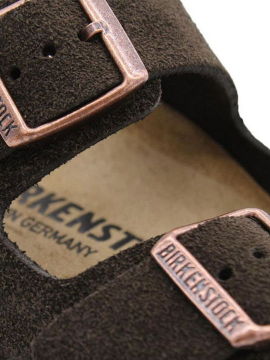 Arizona Leder Flache Sandalen für Damen Anatomisch in Braun Farbe
