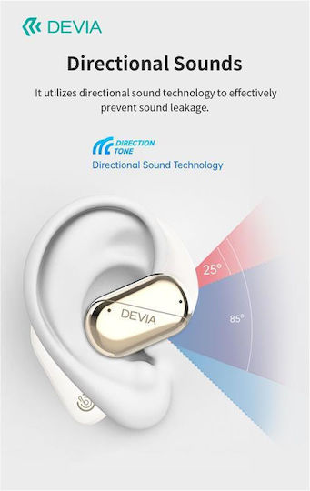 Devia EM406 OWS Lite1 Open Ear Bluetooth Handsfree Earphones with Charging Case White