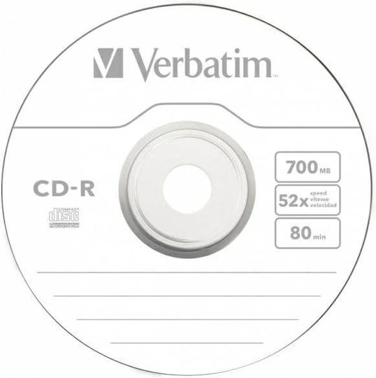 Verbatim Εγγράψιμο CD-R 52x 700MB Cake Box 1τμχ