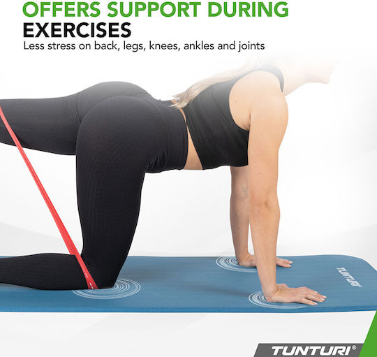 Tunturi Στρώμα Γυμναστικής Pilates Γαλάζιο με Ιμάντα Μεταφοράς (180x60x1.5cm)